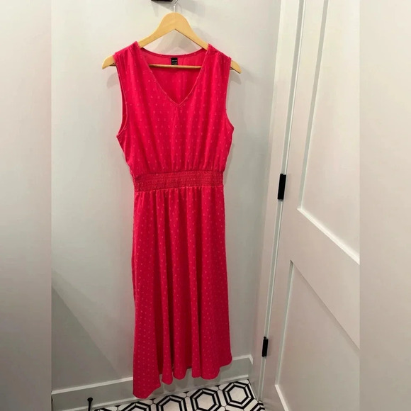 SHEIN Swiss dot A-Line magenta sleeveless dress size Large - Picture 1 of 5